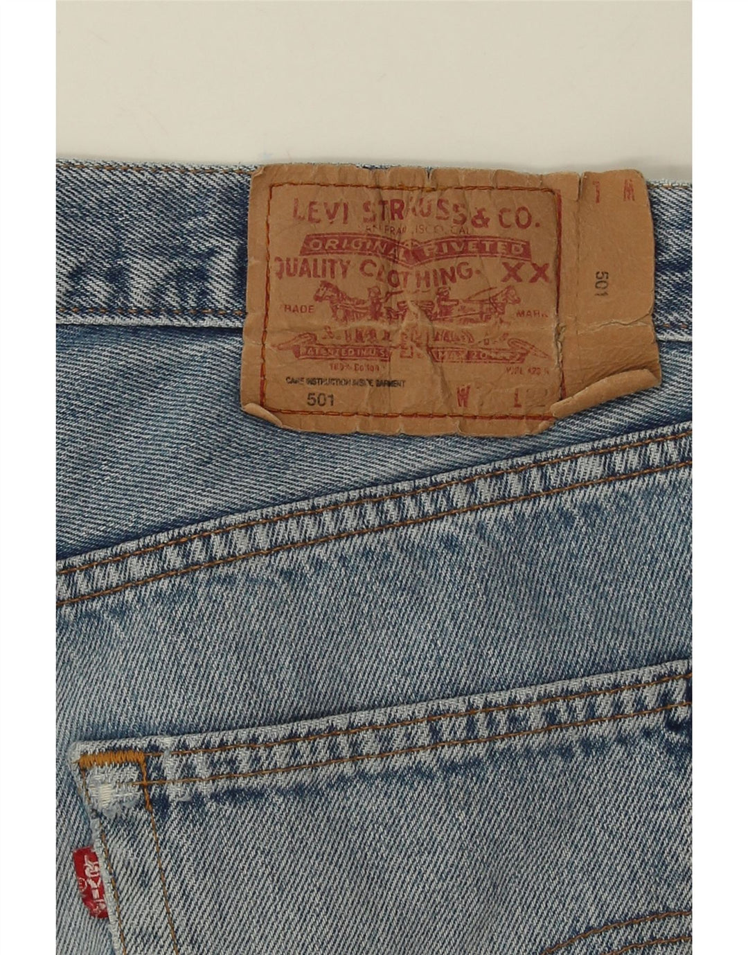 Levi's Jeans rectos desgastados 501 para hombre W32 L27 Algodón azul