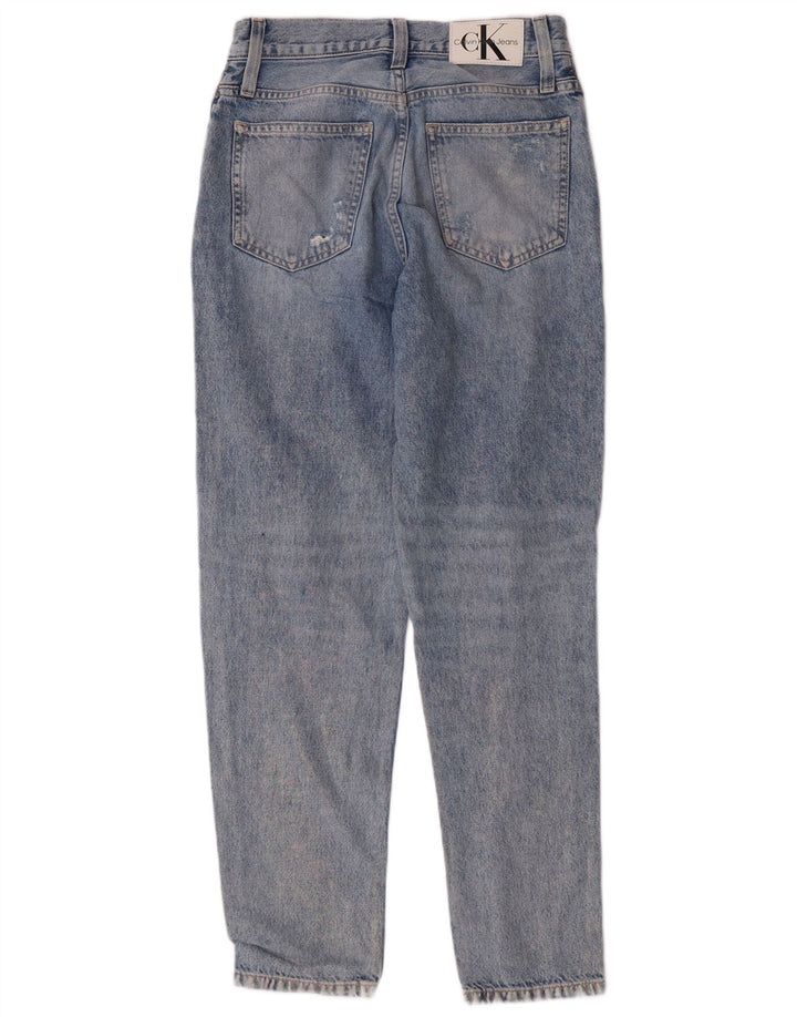 Vaqueros Calvin Klein De Cintura Alta Cónicos Desgastados Para Mujer W26 L28 Azul Grunge