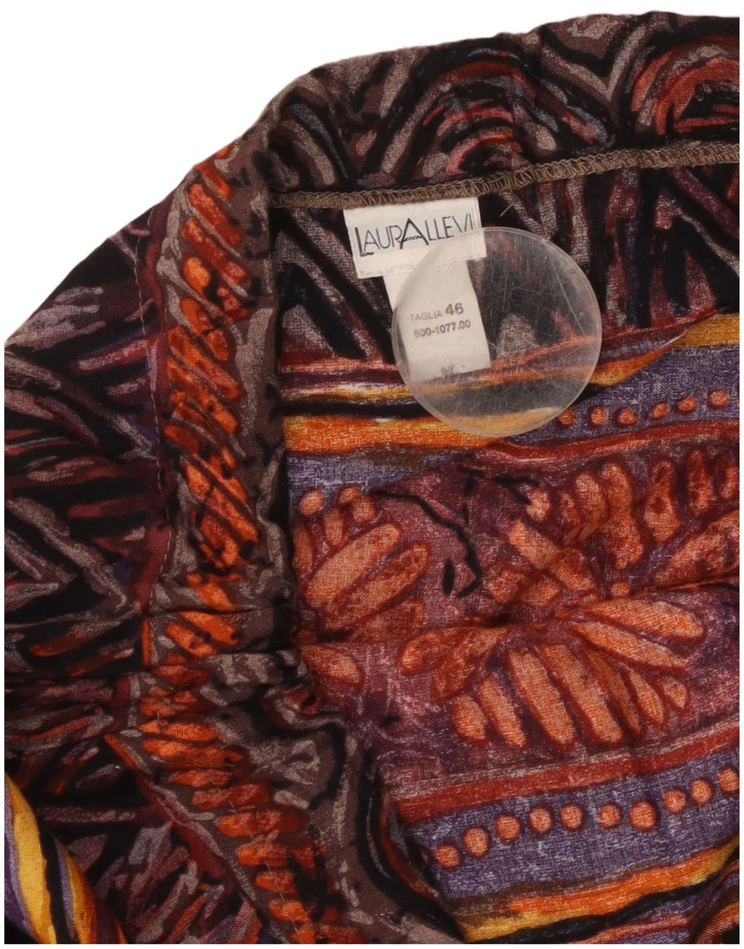 VINTAGE Falda acampanada con patrón abstracto para mujer IT 46 Grande W36 Multicolor