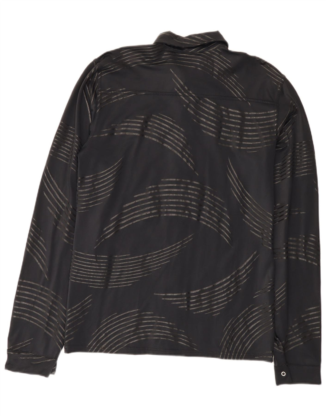 Camisa Vintage Hombre Patrón Abstracto Pequeña Poliamida Negra