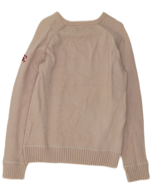 Levi's Jersey con cuello barco para mujer, talla 40, talla grande, lana beige