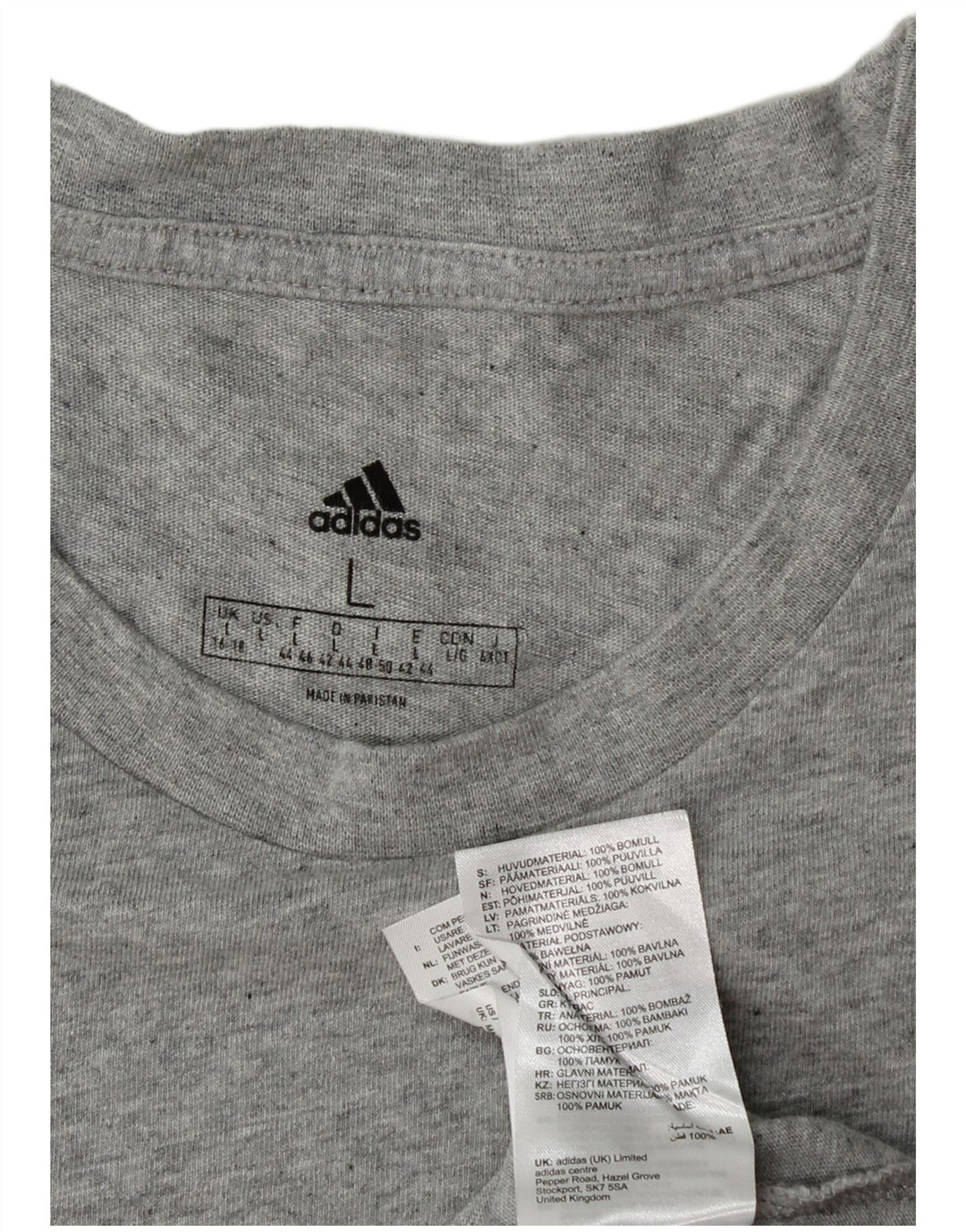 ADIDAS Camiseta Mujer Top UK 16/18 Grande Gris Algodón