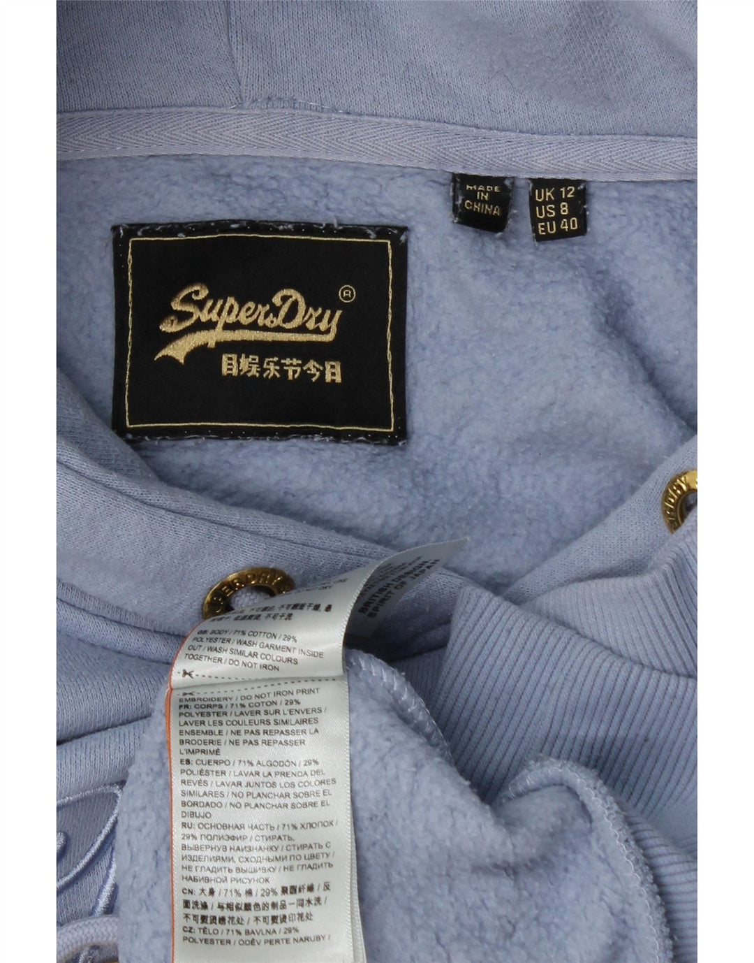 Superdry Jersey con capucha gráfica para mujer Reino Unido 40 Azul medio