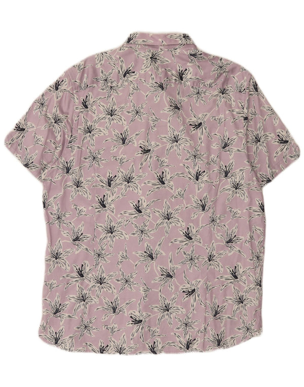Ted Baker Camisa de manga corta para hombre Talla 6 2XL Algodón floral morado