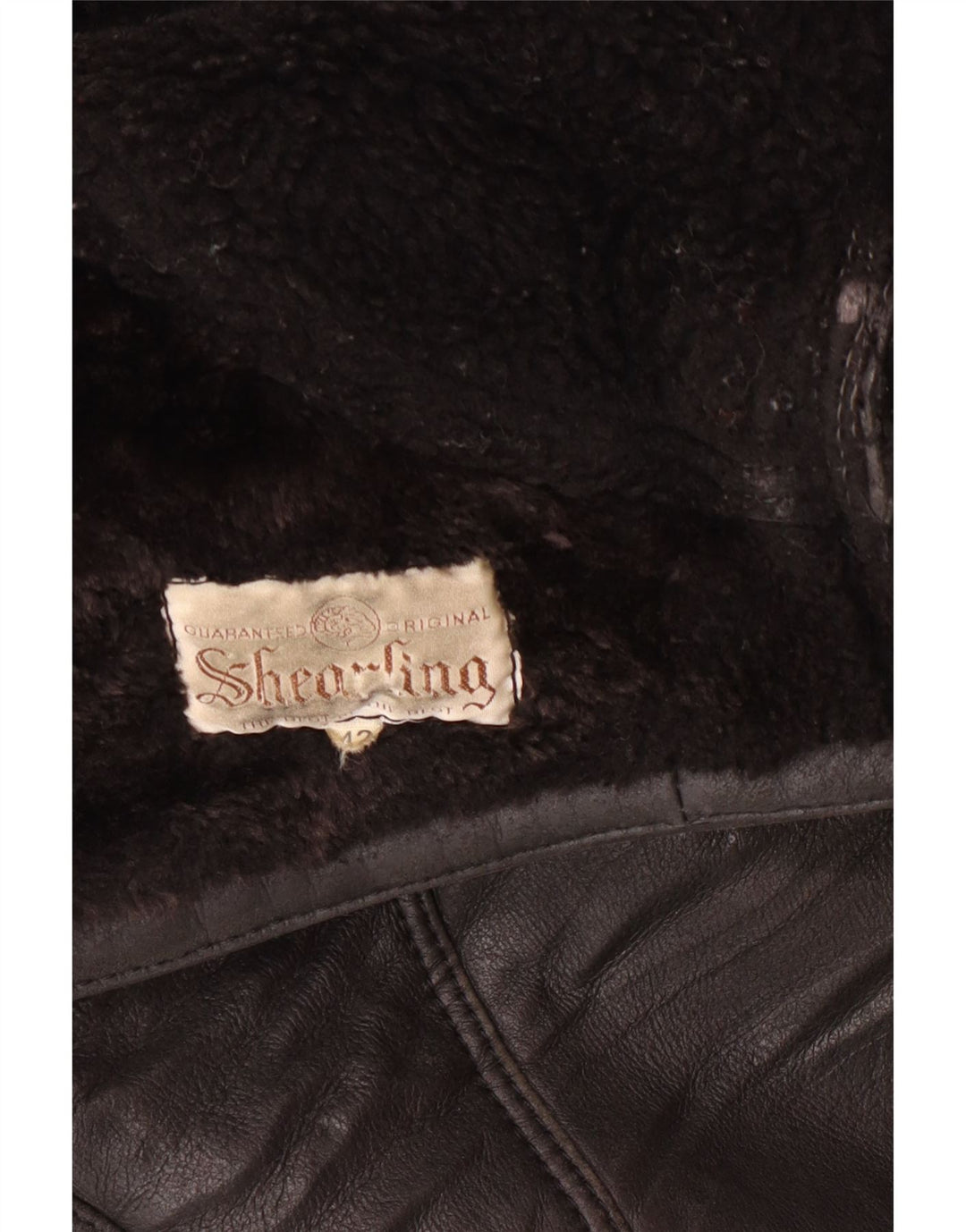 VINTAGE Chaqueta de doble pecho para mujer EU 42 Large Black Shearling