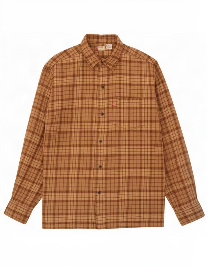 Camisa de franela Levi's para hombre de algodón a cuadros marrón grande