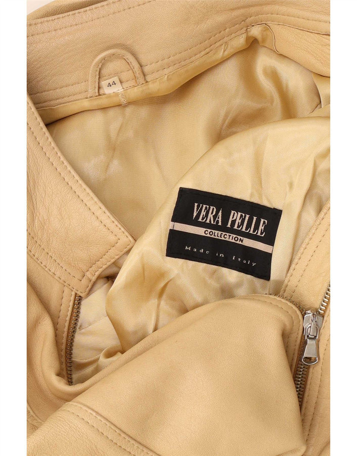 Chaqueta de cuero vintage para mujer IT 44 Cuero beige medio
