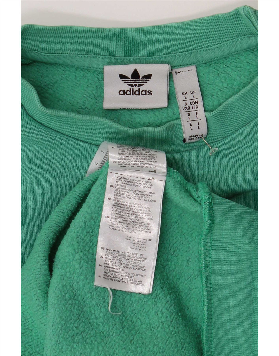 Adidas Hombre Sudadera Jumper Grande Algodón Verde