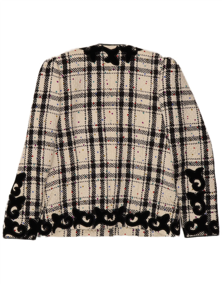 RENZO Chaqueta tipo blazer extragrande para mujer IT 40 Small Off White Check