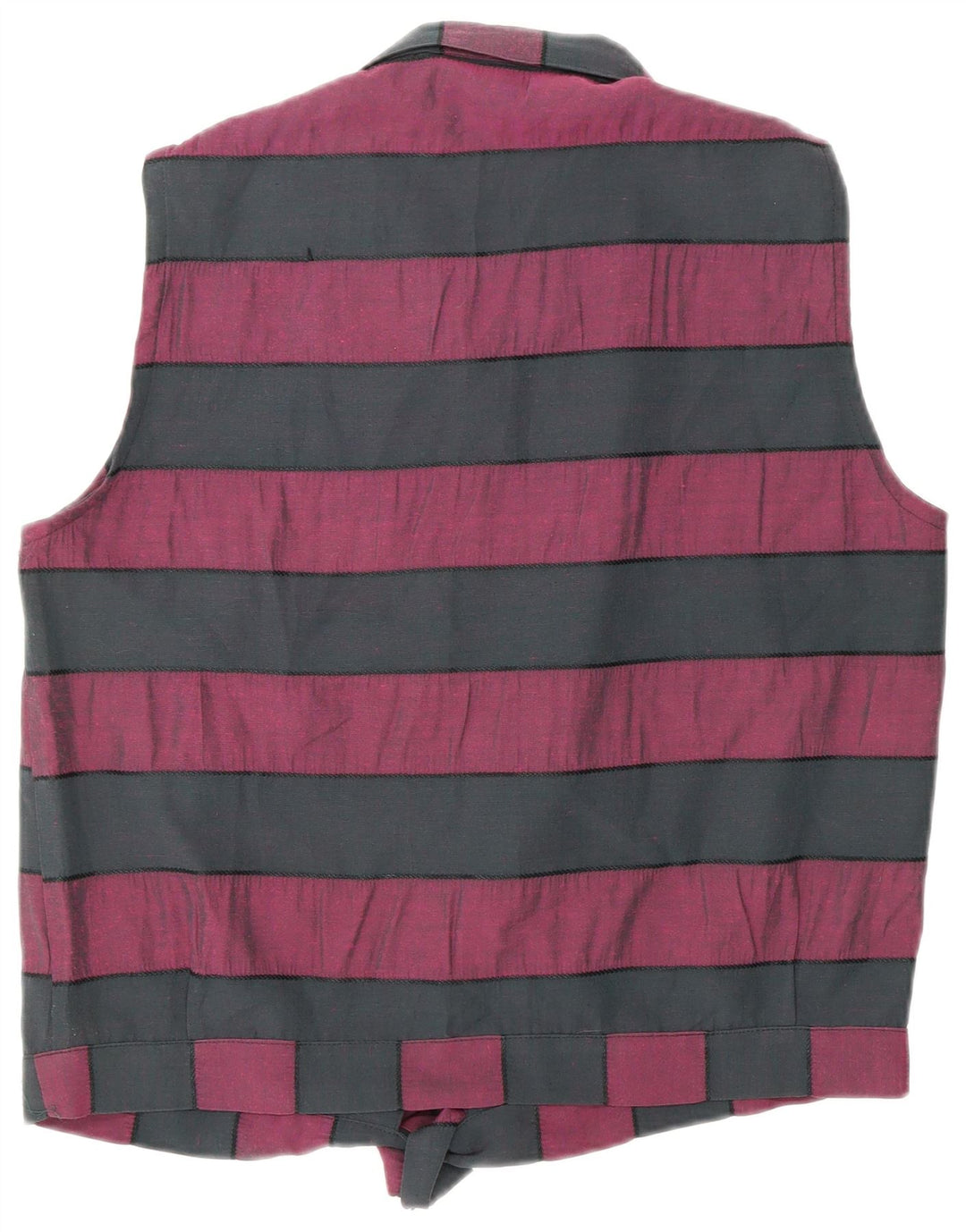 VINTAGE Blusa de camisa con lazo frontal para mujer Reino Unido 16 Rayas negras medianas