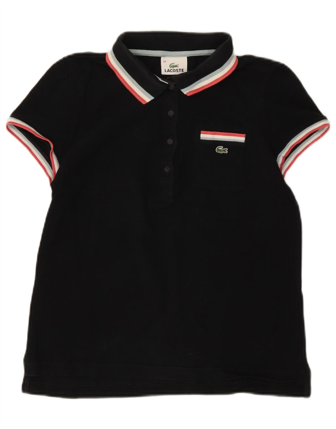 LACOSTE Polo de mujer talla 40 mediano algodón negro