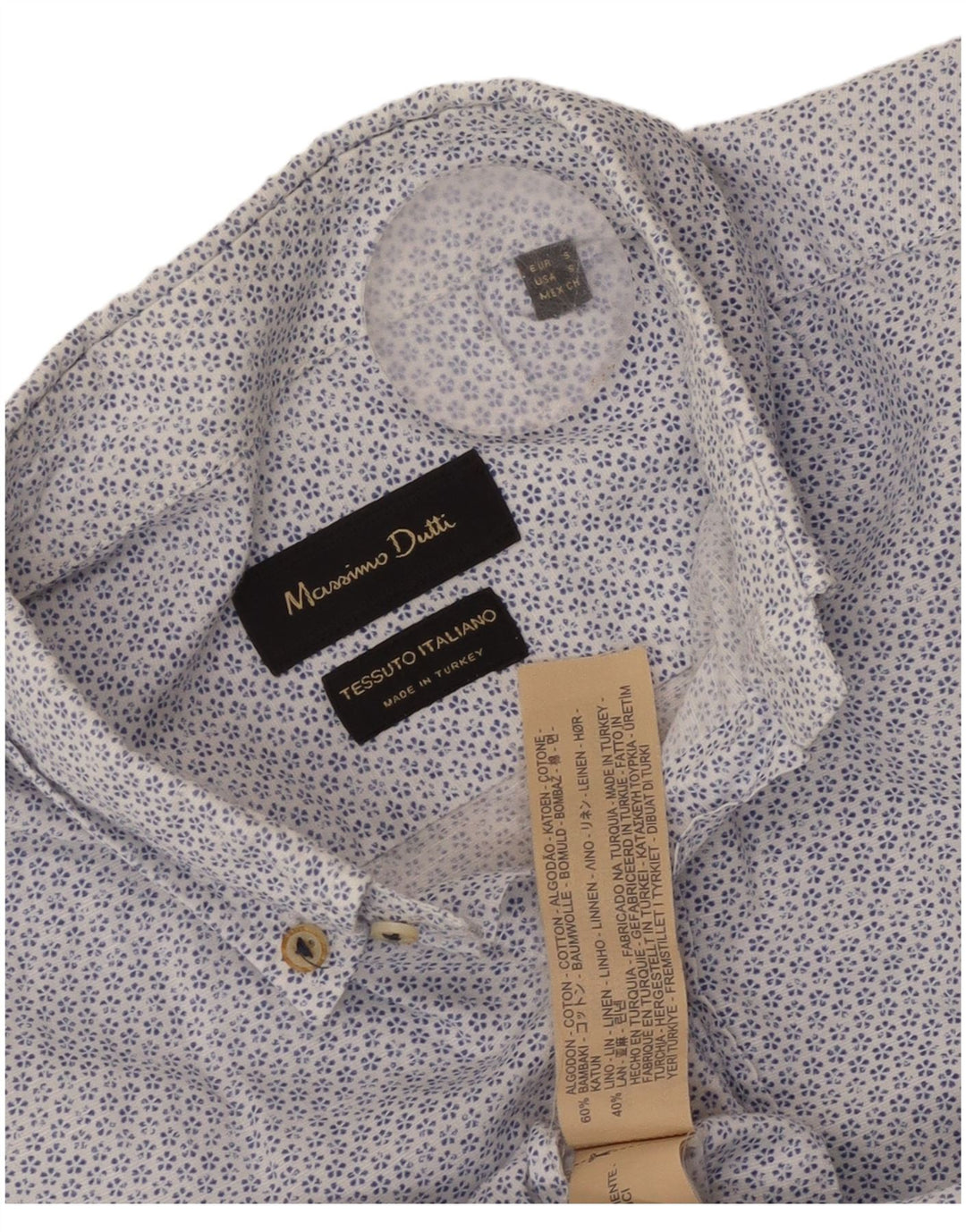 Camisa Massimo Dutti Hombre Small Azul Floral Algodón