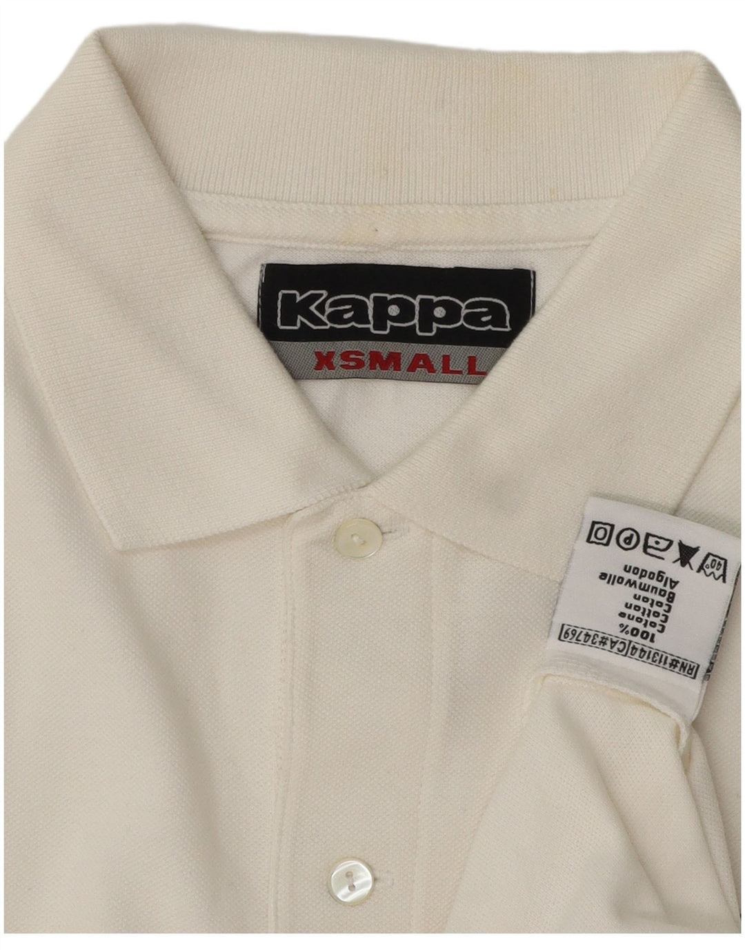 Kappa Polo De Manga Larga Para Hombre XS Blanco Algodón