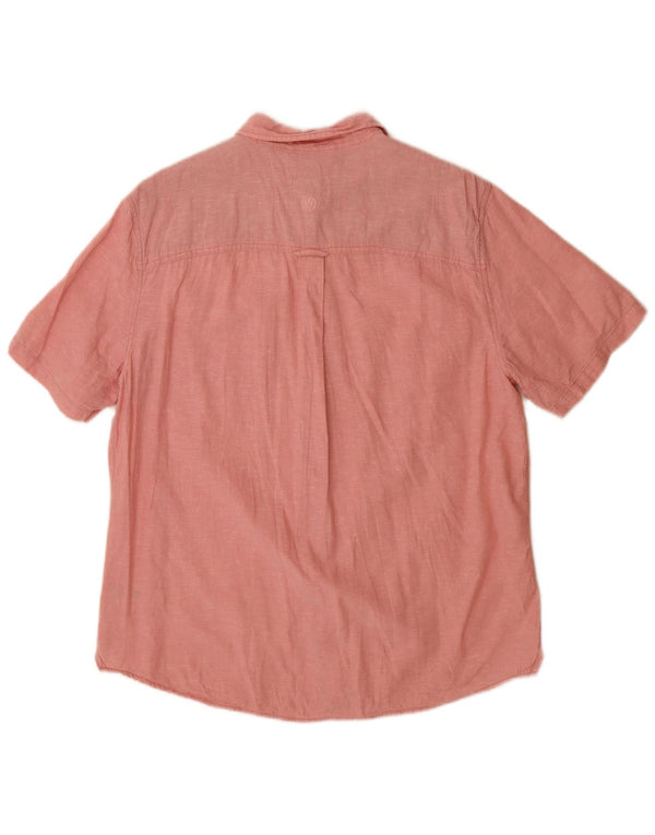 Fat Face Mens Short Sleeve Classic Fit Shirt Large Pink Linen