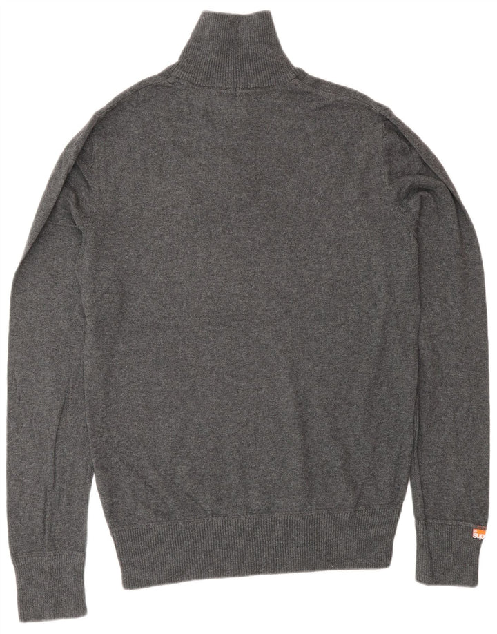 Superdry Jersey con cuello y cremallera para hombre de algodón gris medio