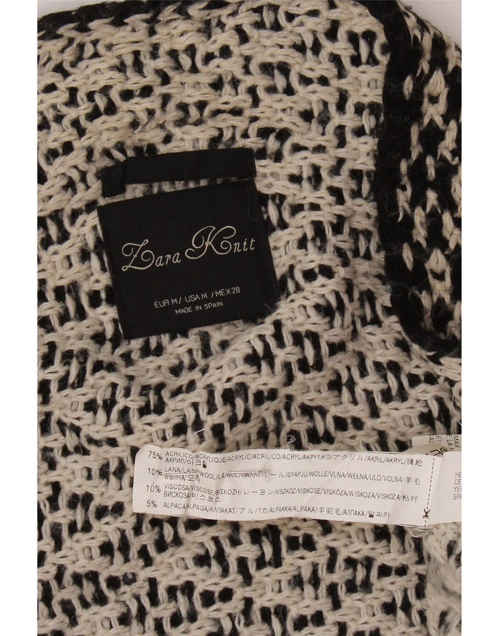 ZARA Suéter tipo cárdigan abierto extragrande para mujer UK 44 Medio Negro Acrílico