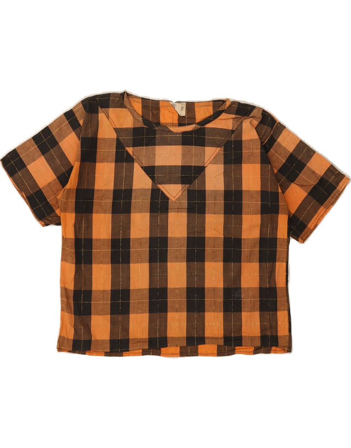 VINTAGE Womens Blouse Top UK 16 Large Orange Check Cotton Vintage Vintage and Second-Hand Vintage from Messina Hembry 