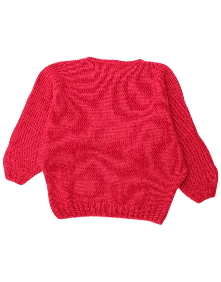 VINTAGE Jersey de cuello barco de gran tamaño para mujer IT 40/42 Rosa medio
