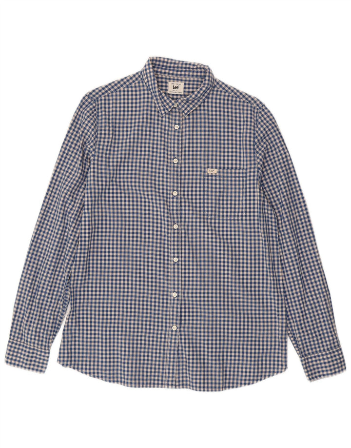 Camisa LEE para hombre de algodón a cuadros azul grande