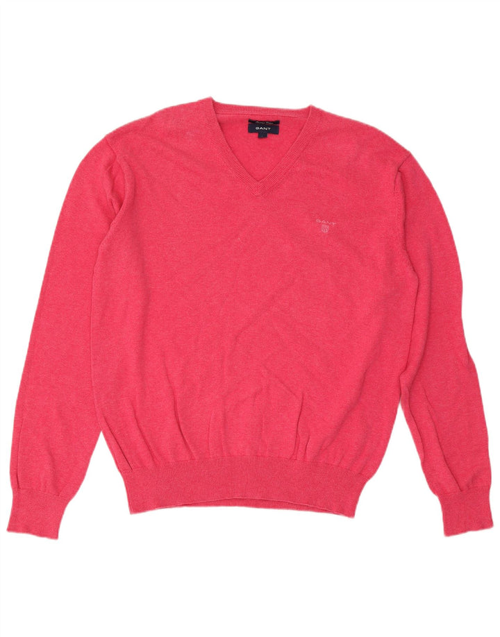 Gant Jersey con cuello en V para hombre, talla grande, algodón rosa