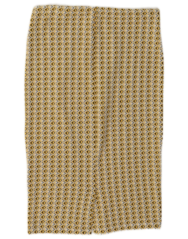 Zara Mujer Falda Midi Mediana W28 Amarillo Geométrico
