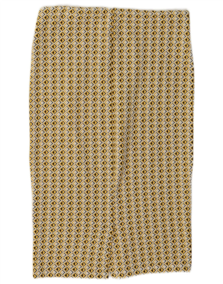 Zara Mujer Falda Midi Mediana W28 Amarillo Geométrico