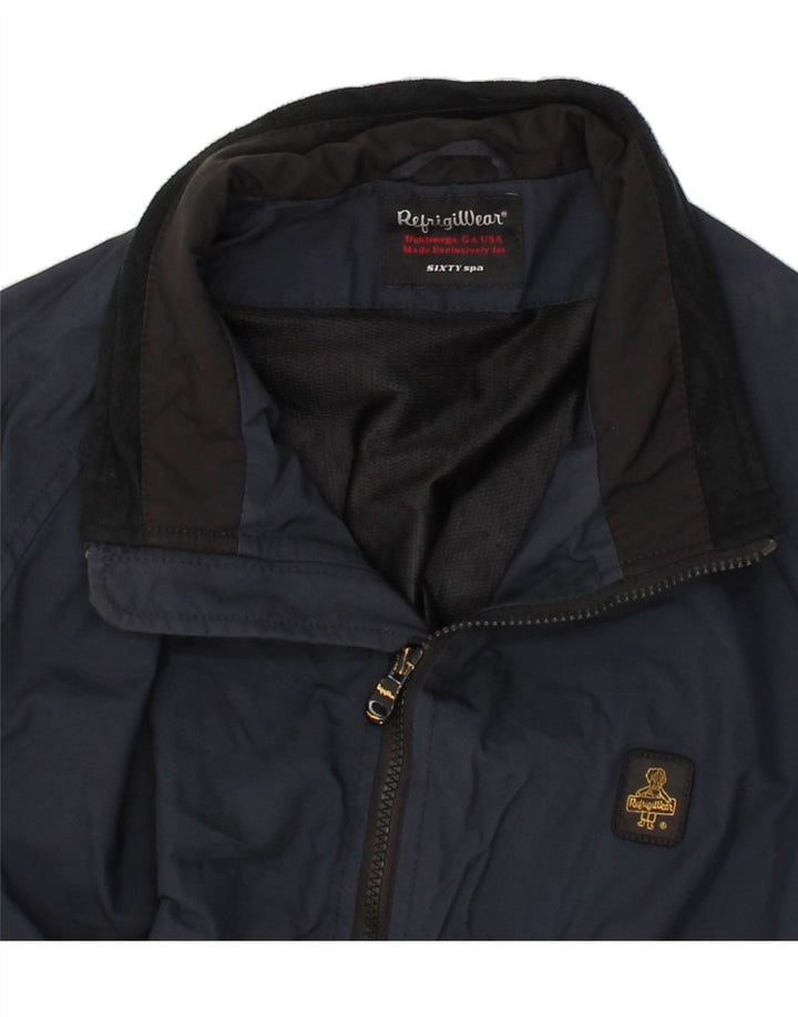 REFRIGIWEAR Womens Bomber Rain Jacket UK 18 XL Navy Blue Nylon Vintage Refrigiwear and Second-Hand Refrigiwear from Messina Hembry 