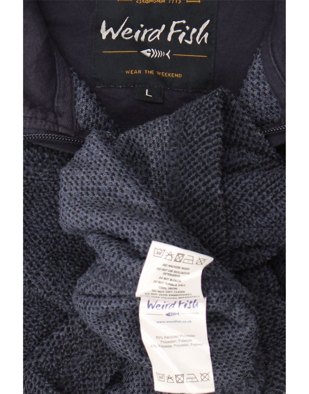 WEIRD FISH Sudadera con Cuello y Cremallera para Hombre Jersey Grande Azul Marino Poliéster