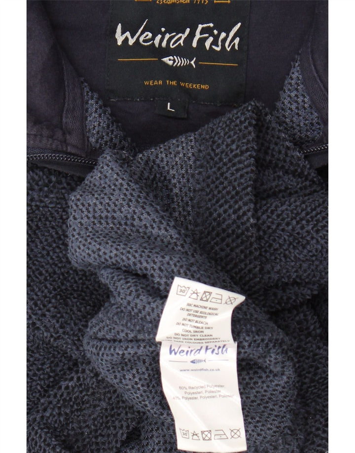 WEIRD FISH Sudadera con Cuello y Cremallera para Hombre Jersey Grande Azul Marino Poliéster