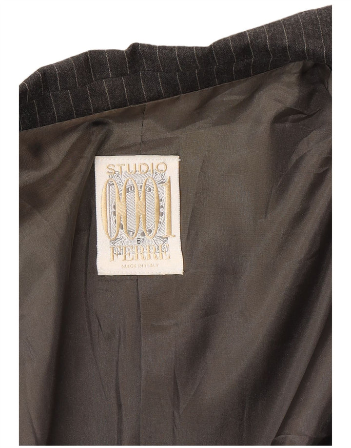Ferre Mujer 001 1 Botón Blazer Chaqueta UK 46 Grande Gris Acetato De Rayas Pintadas