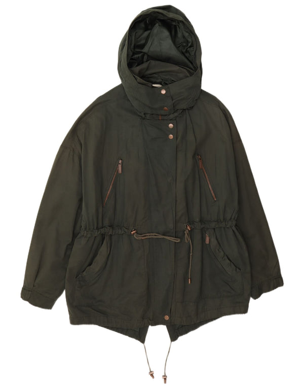 Zara Mujer Trafaluc Parka Extragrande Con Capucha UK 10 Small Verde