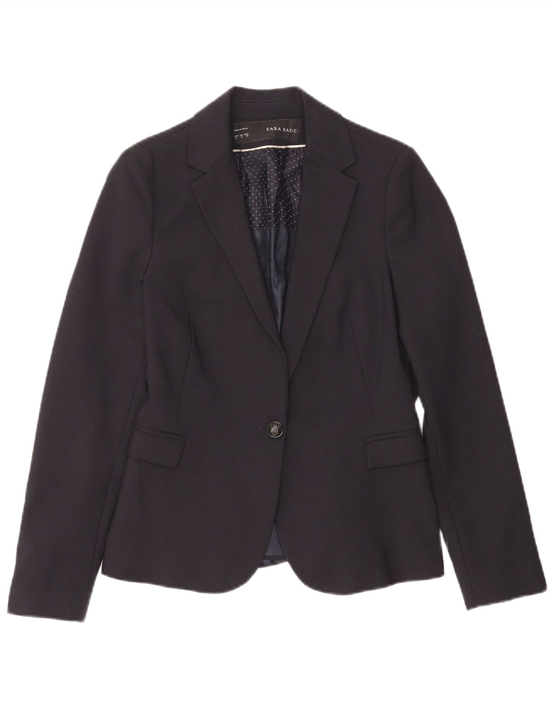 Zara Chaqueta Blazer De 1 Botón para Mujer UK 42 Mediana Acetato Azul Marino