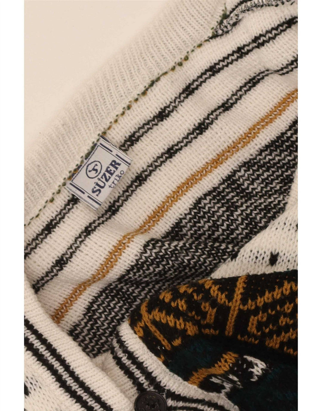 Vintage hombres Cardigan suéter grande multicolor Fair Isle