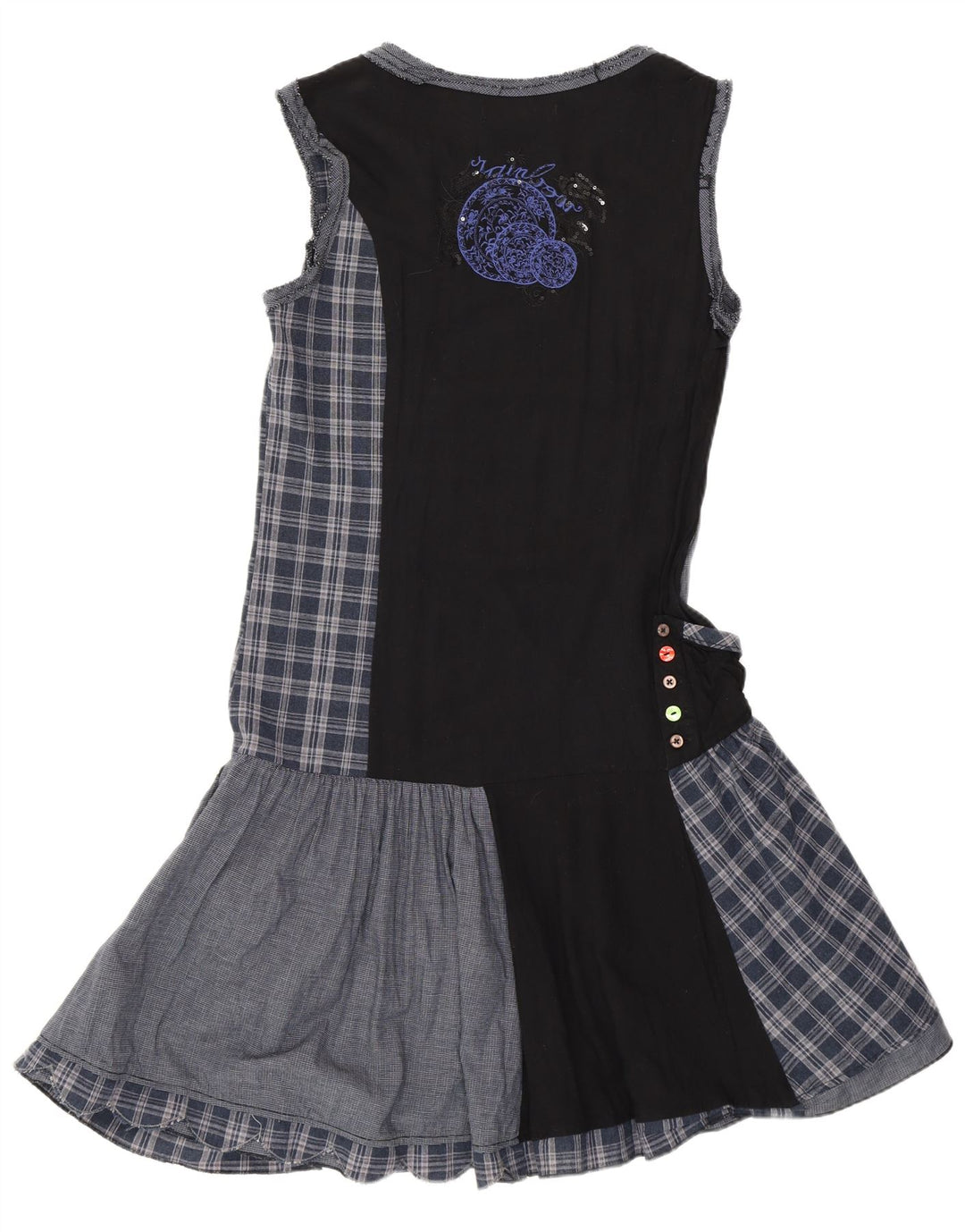 Desigual Vestido De Cintura Caída Para Mujer EU 38 Medium Azul Marino Patchwork