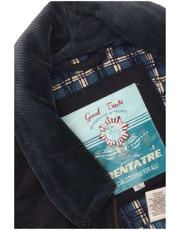 Vintage hombres chaqueta acolchada Reino Unido 42 XL poliéster azul marino