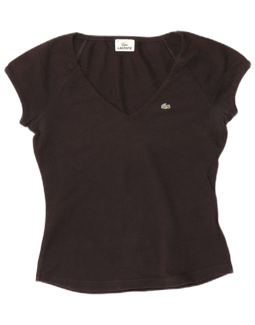 LACOSTE Camiseta Mujer Talla Superior 38 Mediano Negro Algodón