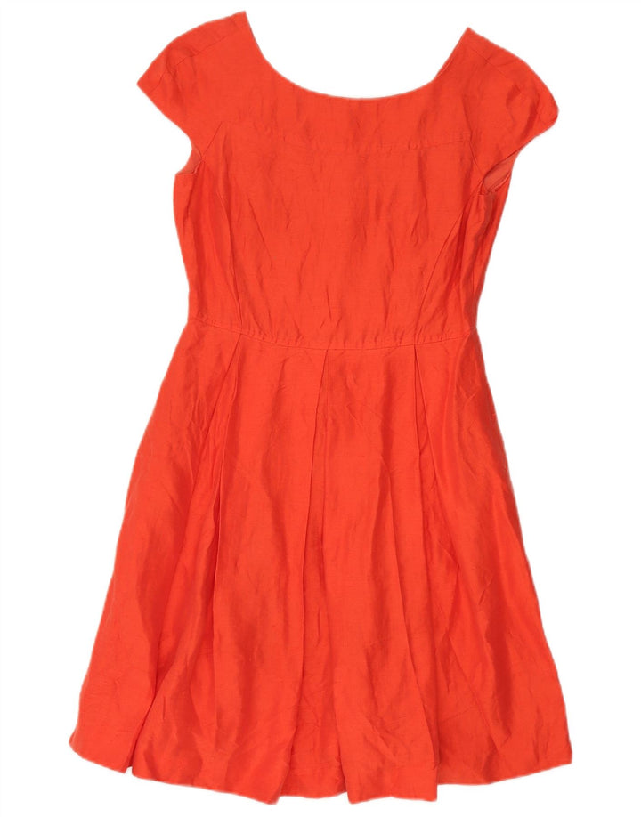 Max Mara Vestido acampanado de fin de semana para mujer UK 8 Pequeño Lino naranja