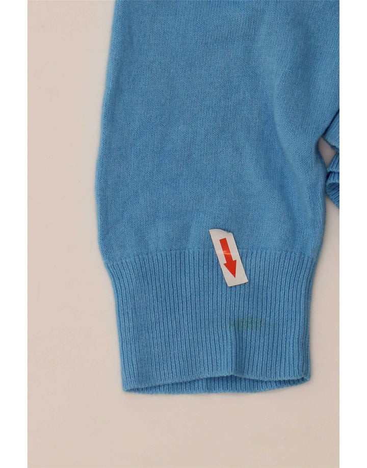 Marks & Spencer Suéter con cuello en V y autógrafo para hombre, acrílico azul pequeño