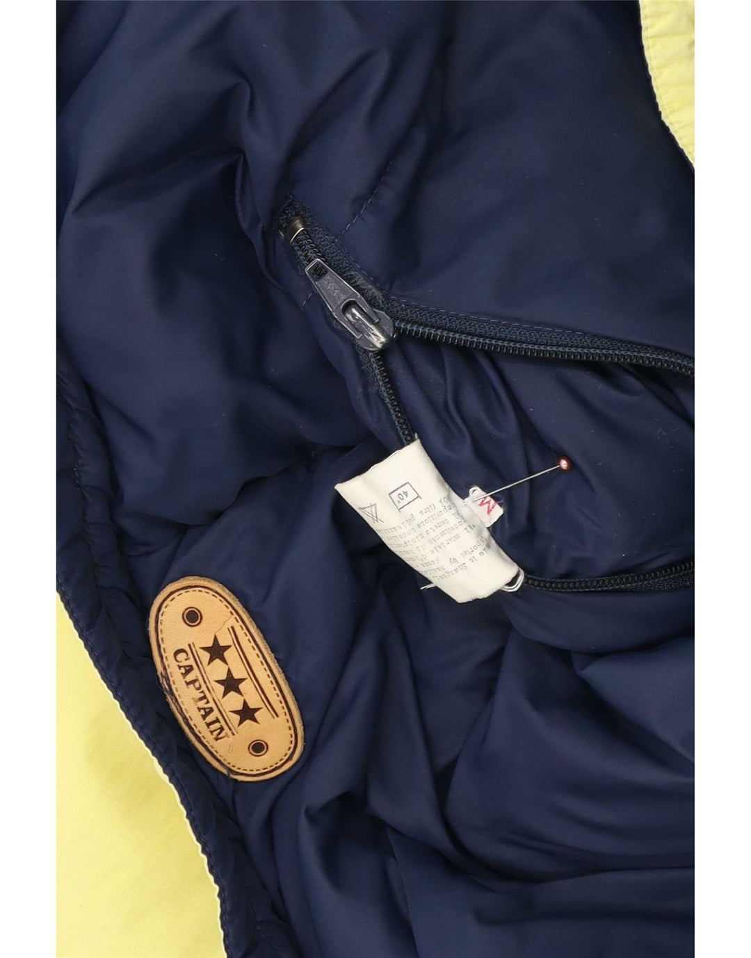Vintage hombres reversible chaqueta acolchada Reino Unido 38 medio azul marino nylon