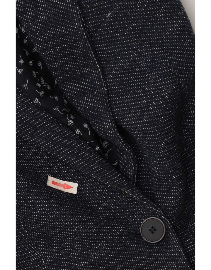 Zara Chaqueta Blazer De 1 Botón Para Mujer UK 44 Grande Poliéster Azul Marino