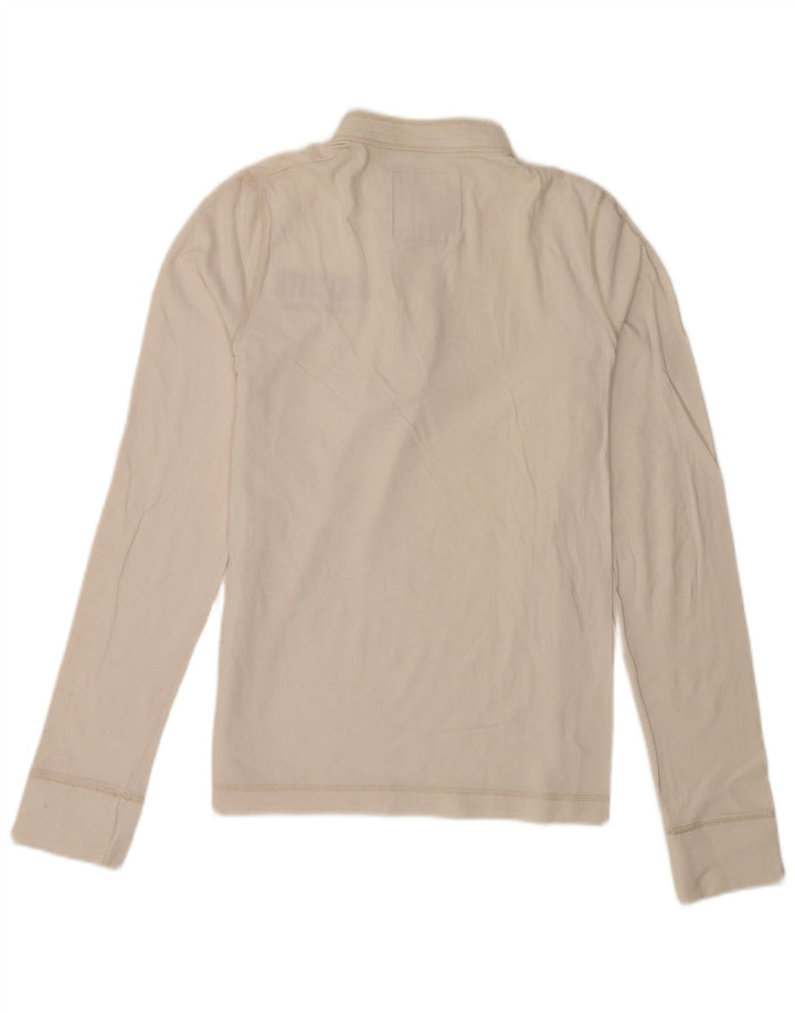 Hollister Hombre Gráfico Top Manga Larga Pequeño Blanco Roto