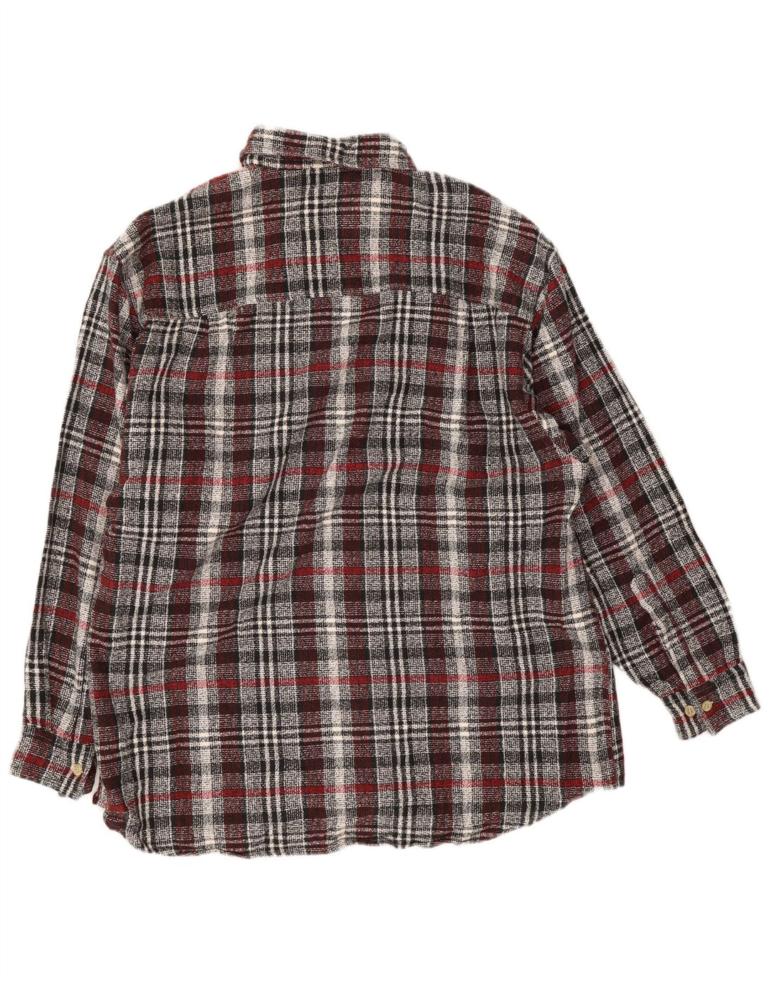 Vintage hombres franela camisa tamaño 16 1/2 grande gris comprobar algodón