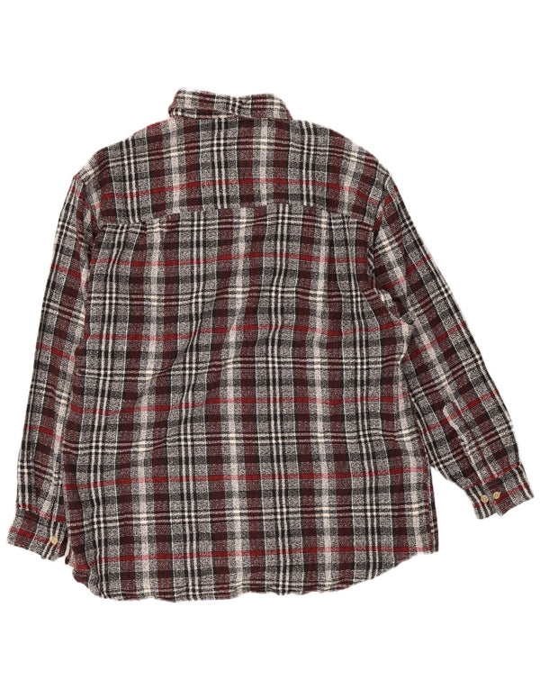 Vintage hombres franela camisa tamaño 16 1/2 grande gris comprobar algodón
