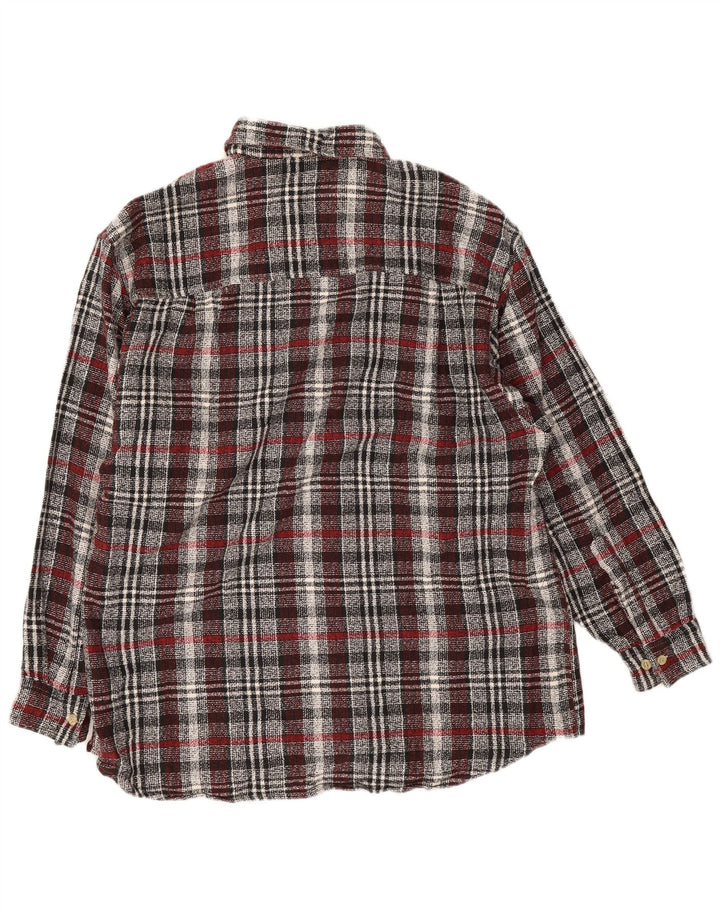 Vintage hombres franela camisa tamaño 16 1/2 grande gris comprobar algodón