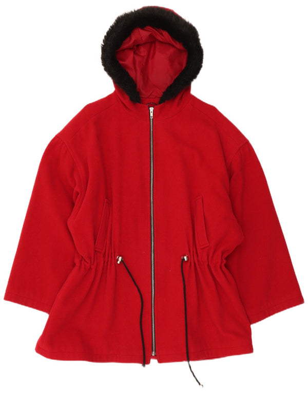 Vintage mujer chaqueta cortavientos con capucha Reino Unido 20 2XL rojo