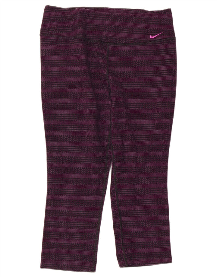 NIKE Leggings Capri Dri Fit para Mujer Reino Unido 14 Algodón a Rayas Morado Mediano