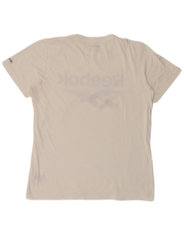 REEBOK Camiseta gráfica para hombre Top grande de algodón blanco