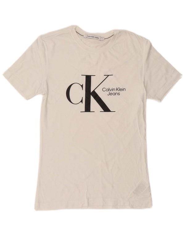 CALVIN KLEIN JEANS Camiseta gráfica para hombre Top Small White Cotton