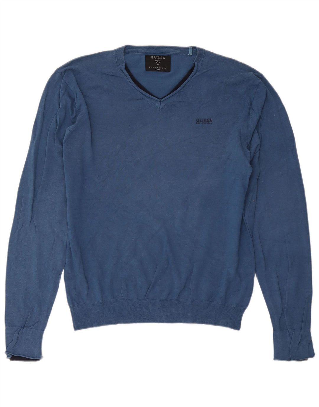 Guess Jersey con cuello en V para hombre, talla grande, algodón azul