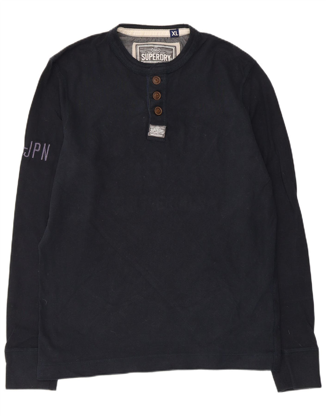 Superdry Hombre Graphic Top Manga Larga XL Algodón Azul Marino